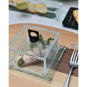 My Glass Studio Glass Food Cover, Grey - Set of 4 - 11.0 x 11.0 x 10.0 cm