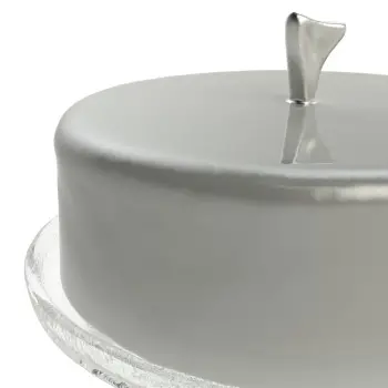 My Glass Studio Cake Stand & Dome, Grey - Set of 2 - Dia: 20 cm, H: 26 cm