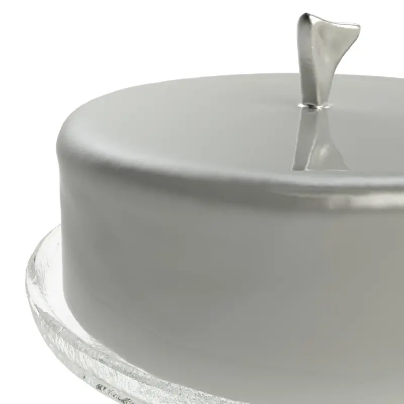 My Glass Studio Cake Stand & Dome, Grey - Set of 2 - Dia: 20 cm, H: 26 cm