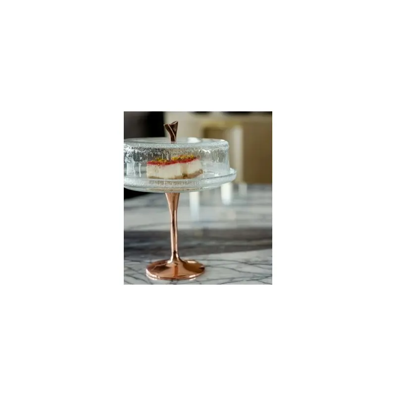 My Glass Studio Cake Stand & Dome, Grey - Set of 2 - Dia: 20 cm, H: 26 cm