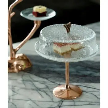 My Glass Studio Cake Stand & Dome, Grey - Set of 2 - Dia: 20 cm, H: 26 cm