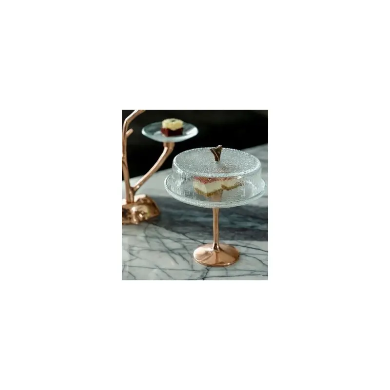 My Glass Studio Cake Stand & Dome, Grey - Set of 2 - Dia: 20 cm, H: 26 cm