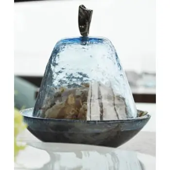 My Glass Studio Cake Stand & Dome, Natural - Set of 4 - Dia: 17 cm, H: 18 cm