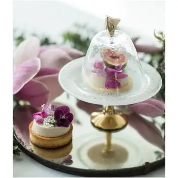 My Glass Studio Dome Plate Cover, Black - Set of 4 - Dia: 17 cm, H: 18 cm