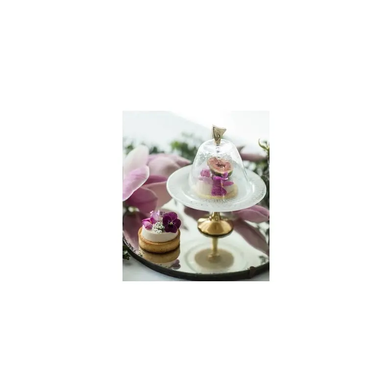 My Glass Studio Dome Plate Cover, Black - Set of 4 - Dia: 17 cm, H: 18 cm