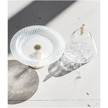 My Glass Studio Cake Stand & Dome, Grey - Set of 4 - Dia: 17 cm, H: 18 cm