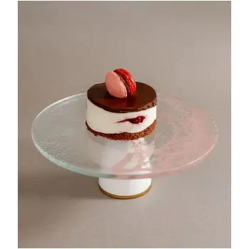 My Glass Studio Small Cake Stand, White - Set of 2 - Dia: 21 cm, H: 7 cm