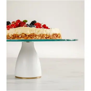 My Glass Studio Cake Stand, White - Set of 2 - Dia: 33 cm, H: 11 cm
