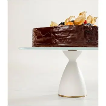 My Glass Studio Cake Stand, White - Set of 2 - Dia: 33 cm, H: 13 cm