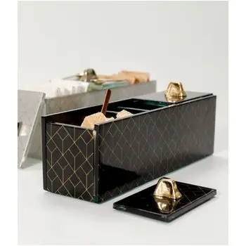 My Glass Studio Sugar Caddy, Black - Set of 6 - 20.5 x 6.0 x 7 cm