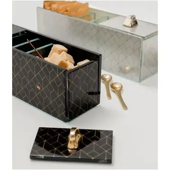 My Glass Studio Sugar Caddy, Black - Set of 6 - 20.5 x 6.0 x 7 cm