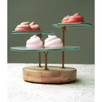 My Glass Studio Petit Fours Stand, Clear - Set of 4 - Dia: 18 cm, H: 12 cm