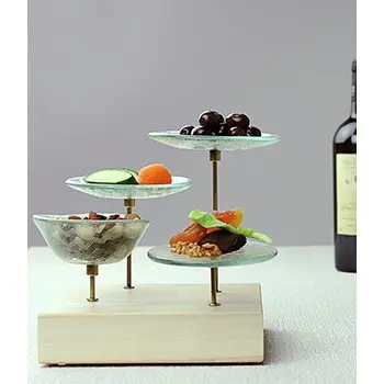 My Glass Studio Petit Fours Stand, Natural - Set of 4 - 21.5 x 21.5 x 19 cm