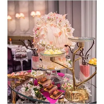 My Glass Studio Petit Fours Stand, Fuxia - Set of 4 - 35.0 x 13.0 x 31 cm