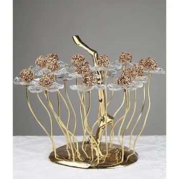 My Glass Studio Petit Fours Stand, Purple - Dia: 25 cm, H: 35 cm