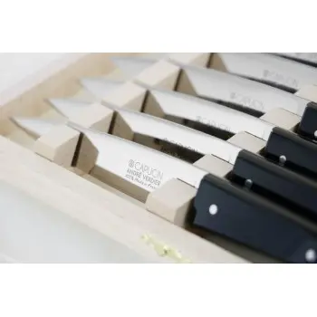 Andre Verdier Capucin 6 Pcs Knife - Plain Edge In Closed Box - Black Acrylic Handle