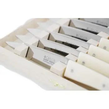 Andre Verdier Capucin 6 Pcs Knife - Plain Edge In Closed Box - Off-White Acrylic Handle