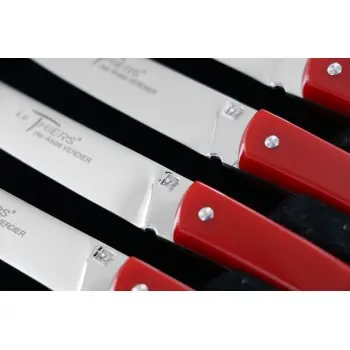 Andre Verdier Le Thiers Couleur 6Pc Knife In Black Box - Red Acrylic Handle