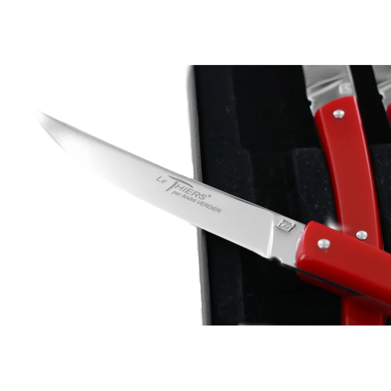 Andre Verdier Le Thiers Couleur 6Pc Knife In Black Box - Red Acrylic Handle Andre Verdier Le Thiers Couleur 6Pc Knife In Black Box - Red Acrylic Handle