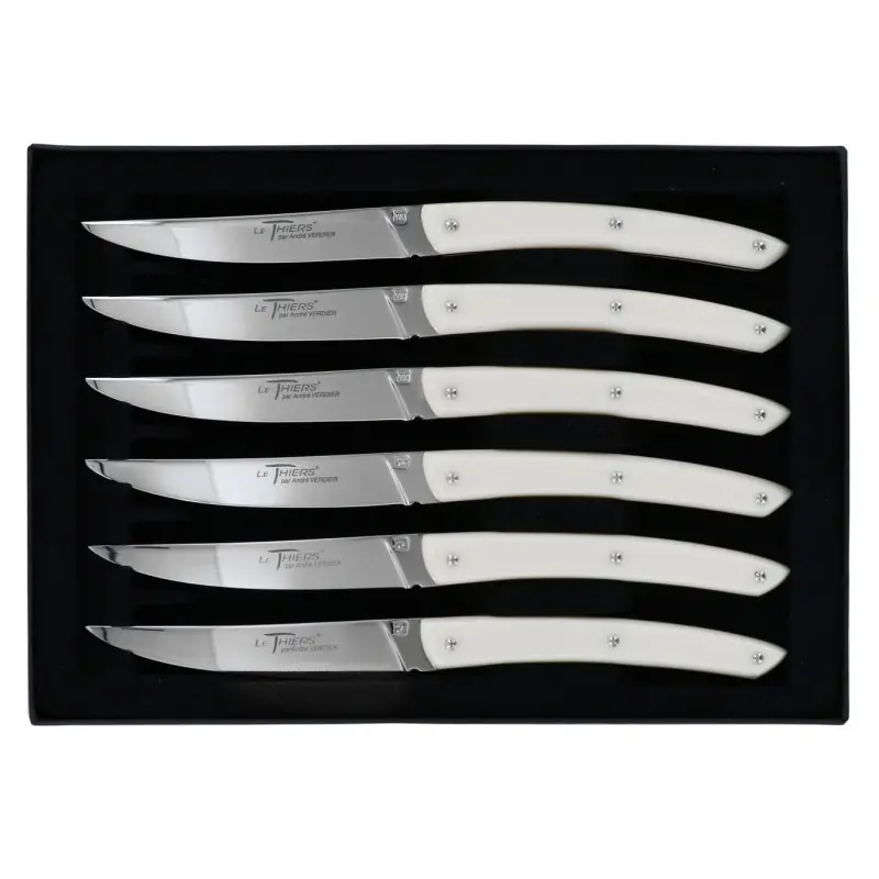 Andre Verdier Le Thiers Couleur 6Pc Knife - In Black Box - Off-White Acrylic Handle Andre Verdier Le Thiers Couleur 6Pc Knife - In Black Box - Off-White Acrylic Handle