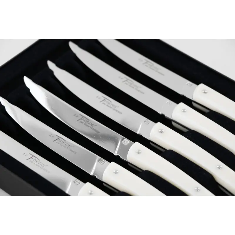 Andre Verdier Le Thiers Couleur 6Pc Knife - In Black Box - Off-White Acrylic Handle Andre Verdier Le Thiers Couleur 6Pc Knife - In Black Box - Off-White Acrylic Handle