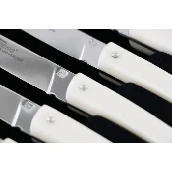 Andre Verdier Le Thiers Couleur 6Pc Knife - In Black Box - Off-White Acrylic Handle