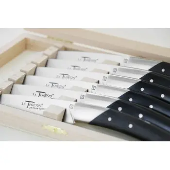 Andre Verdier Le Thiers Elegance 6Pc Knife - 1 Solid Stainless Steel Bolster In Box - Ebony Handle