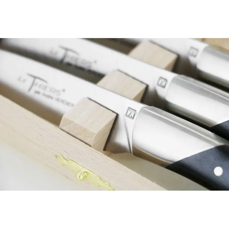 Andre Verdier Le Thiers Elegance 6Pc Knife - 1 Solid Stainless Steel Bolster In Box - Ebony Handle Andre Verdier Le Thiers Elegance 6Pc Knife - 1 Solid Stainless Steel Bolster In Box - Ebony Handle