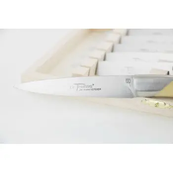Andre Verdier Le Thiers Elegance 6Pc Knife - 1 Solid Stainless Steel Bolster In Box - Wood Set Handle