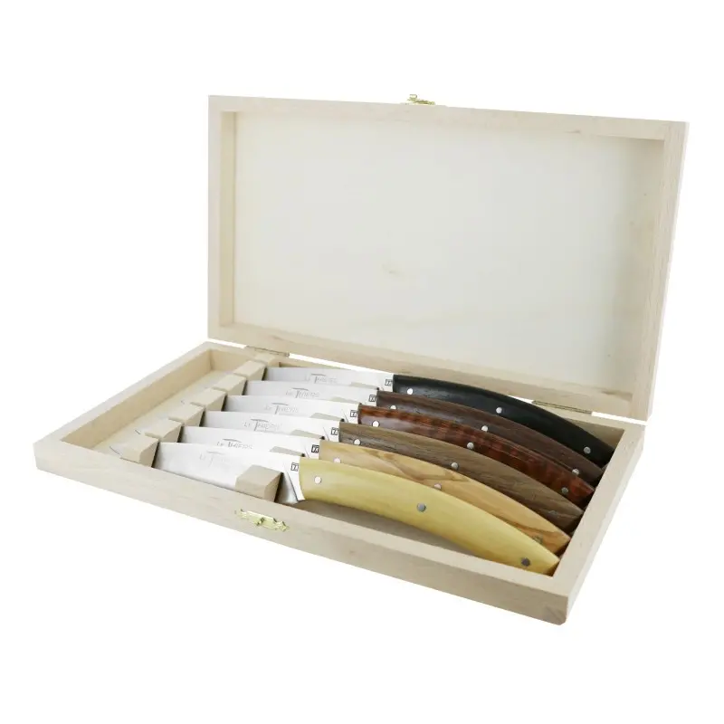 Andre Verdier Le Thiers Elegance 6 Pc Knife In Box - Wood Set Handle