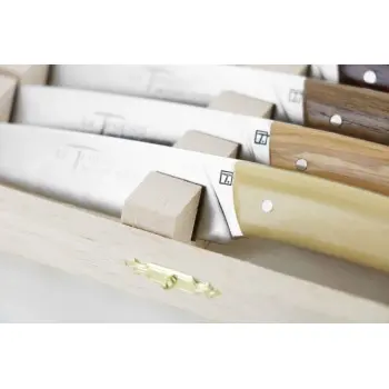 Andre Verdier Le Thiers Elegance 6 Pc Knife In Box - Wood Set Handle
