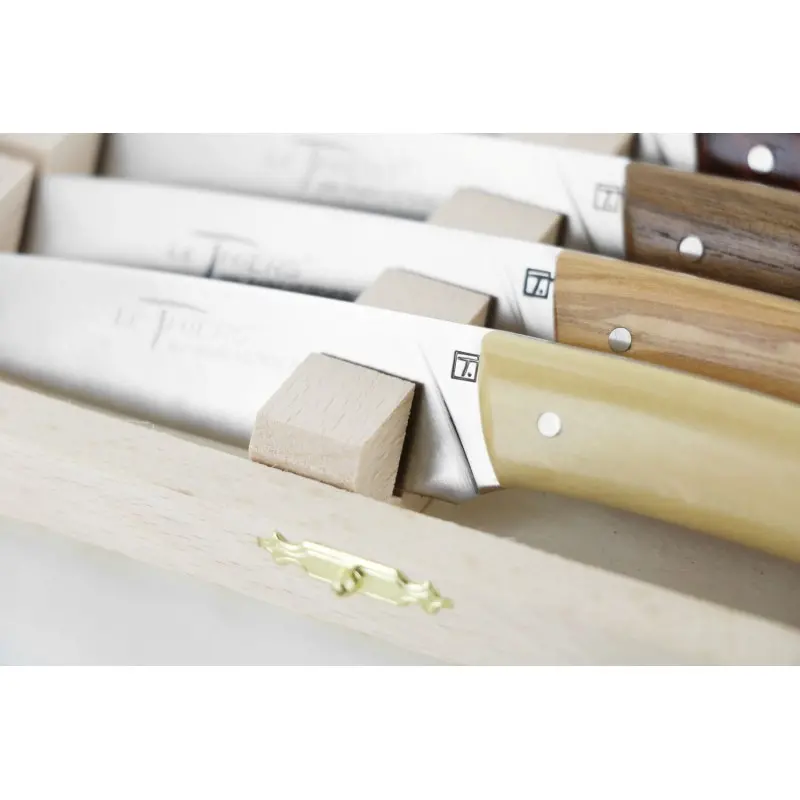 Andre Verdier Le Thiers Elegance 6 Pc Knife In Box - Wood Set Handle