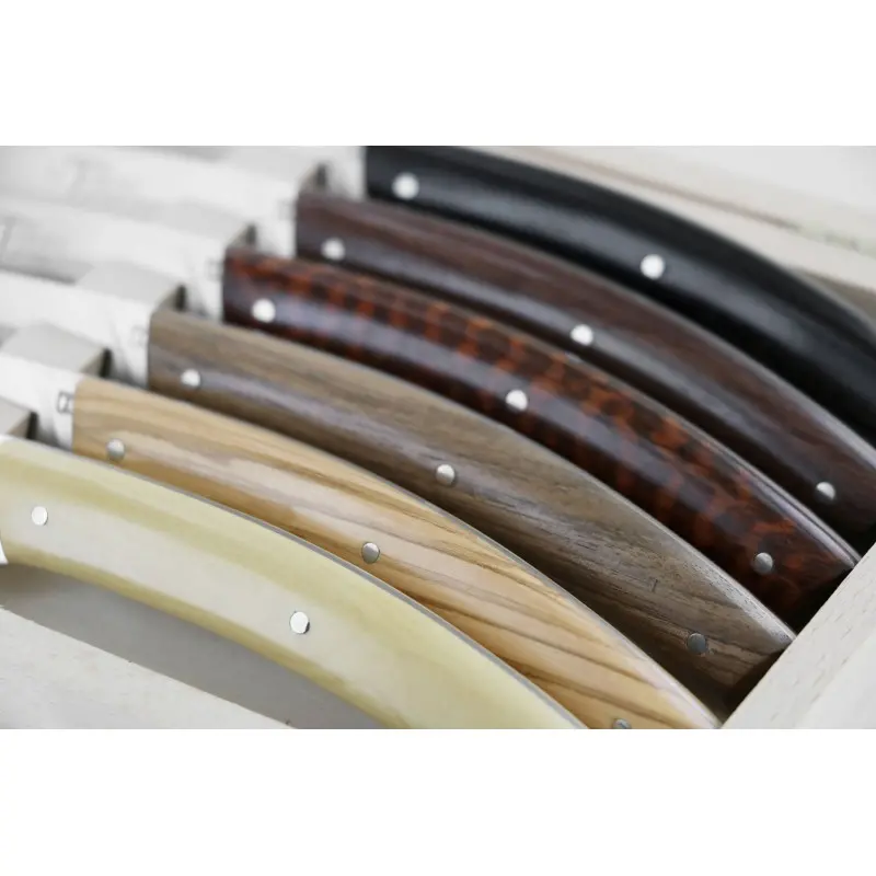 Andre Verdier Le Thiers Elegance 6 Pc Knife In Box - Wood Set Handle