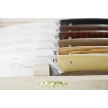 Andre Verdier Le Thiers Elegance 6 Pc Knife In Box - Wood Set Handle