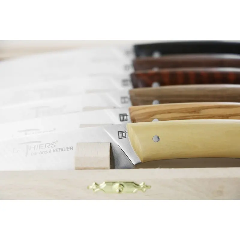 Andre Verdier Le Thiers Elegance 6 Pc Knife In Box - Wood Set Handle