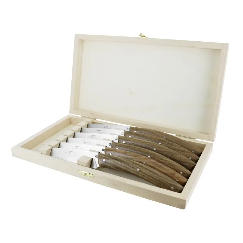 Andre Verdier Le Thiers Elegance 6 Pc Knife In Box - Walnut Wood Handle
