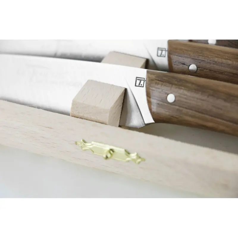 Andre Verdier Le Thiers Elegance 6 Pc Knife In Box - Walnut Wood Handle