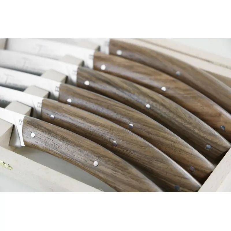 Andre Verdier Le Thiers Elegance 6 Pc Knife In Box - Walnut Wood Handle