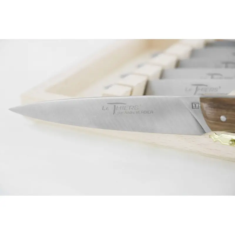 Andre Verdier Le Thiers Elegance 6 Pc Knife In Box - Walnut Wood Handle