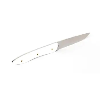 Perceval Table Knife - Ubac Collection - White Krion Handle - Golden Screws