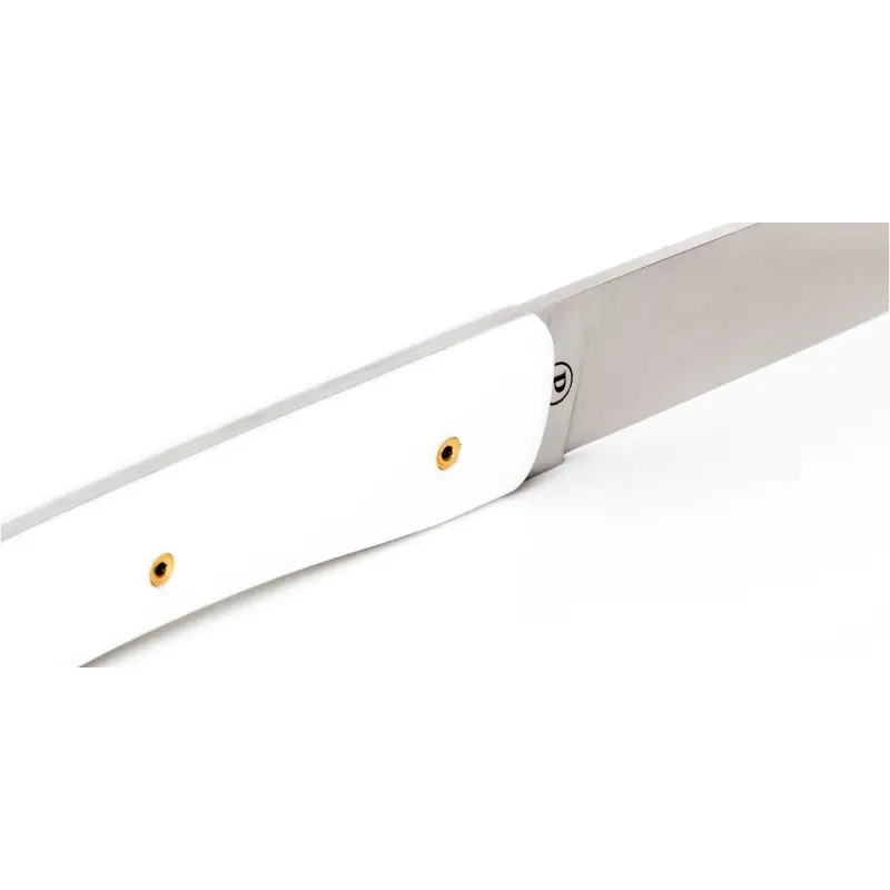 Perceval Table Knife - Ubac Collection - White Krion Handle - Golden Screws Perceval Table Knife - Ubac Collection - White Krion Handle - Golden Screws