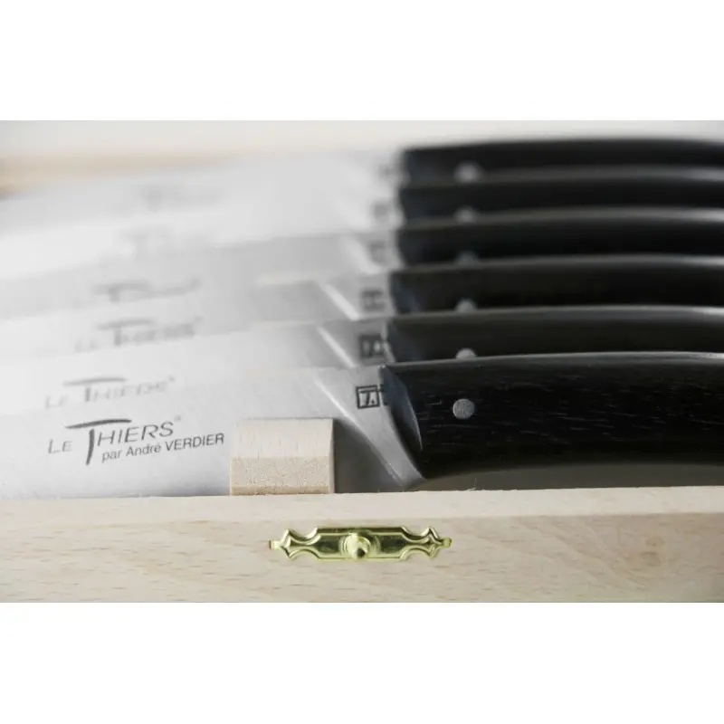 Andre Verdier Le Thiers Elegance 6 Pc Knife In Box - Ebony Handle
