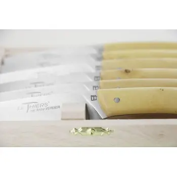 Andre Verdier Le Thiers Elegance 6 Pc Knife In Box - Boxwood Handle