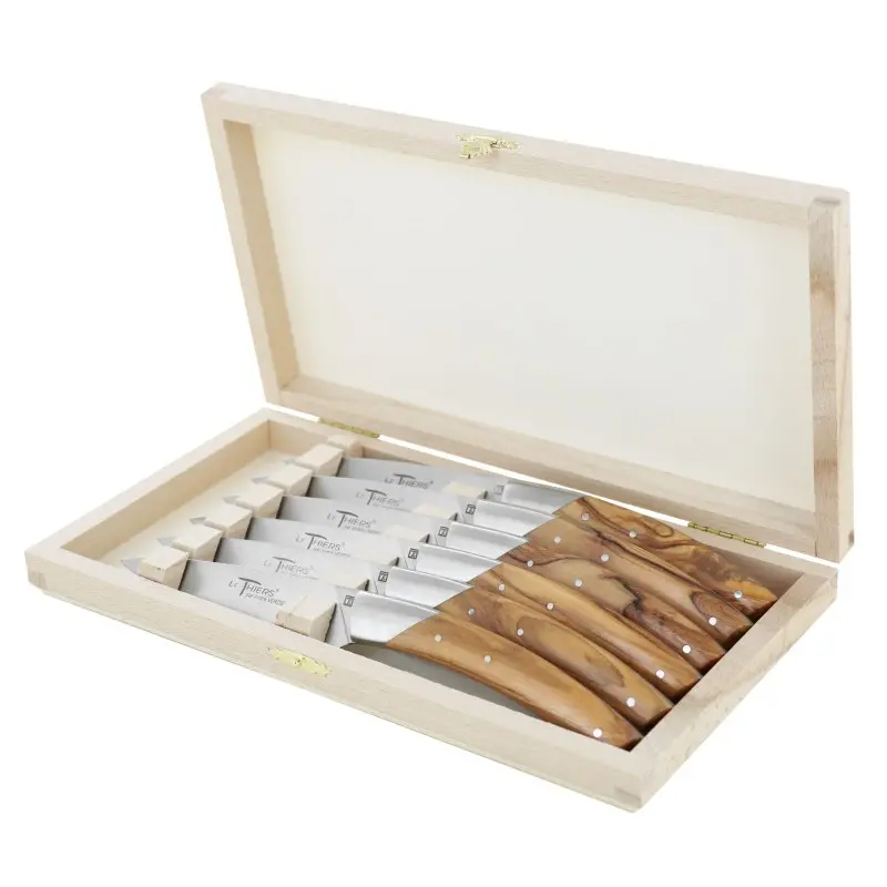 Andre Verdier Le Thiers Elegance 6 Pc Knife In Box - Olive Wood Handle Andre Verdier Le Thiers Elegance 6 Pc Knife In Box - Olive Wood Handle