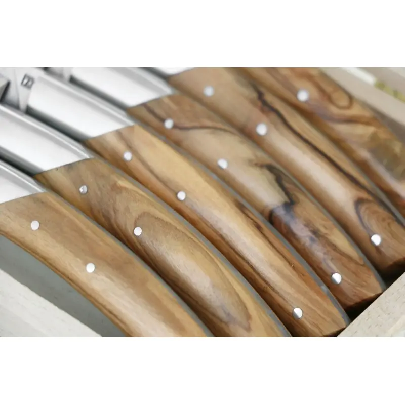 Andre Verdier Le Thiers Elegance 6 Pc Knife In Box - Olive Wood Handle Andre Verdier Le Thiers Elegance 6 Pc Knife In Box - Olive Wood Handle