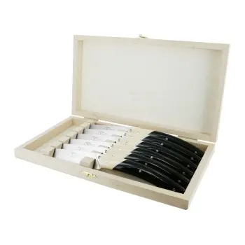 Andre Verdier Le Thiers Elegance 6 Pc Knife In Box - Bicolor Off-White/Black Acrylic Handle