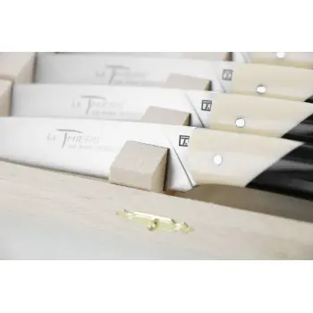 Andre Verdier Le Thiers Elegance 6 Pc Knife In Box - Bicolor Off-White/Black Acrylic Handle