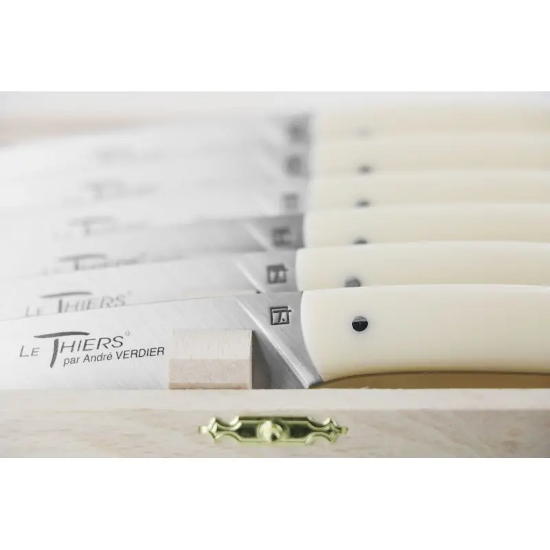 Andre Verdier Le Thiers Elegance 6 Pc Knife In Box - Off-White Acrylic Handle Andre Verdier Le Thiers Elegance 6 Pc Knife In Box - Off-White Acrylic Handle