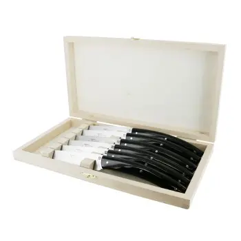 Andre Verdier Le Thiers Elegance 6 Pc Knife In Box - Black Acrylic Handle