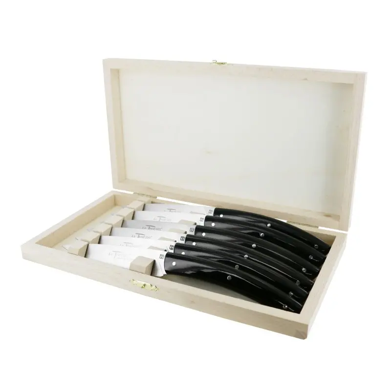 Andre Verdier Le Thiers Elegance 6 Pc Knife In Box - Black Acrylic Handle